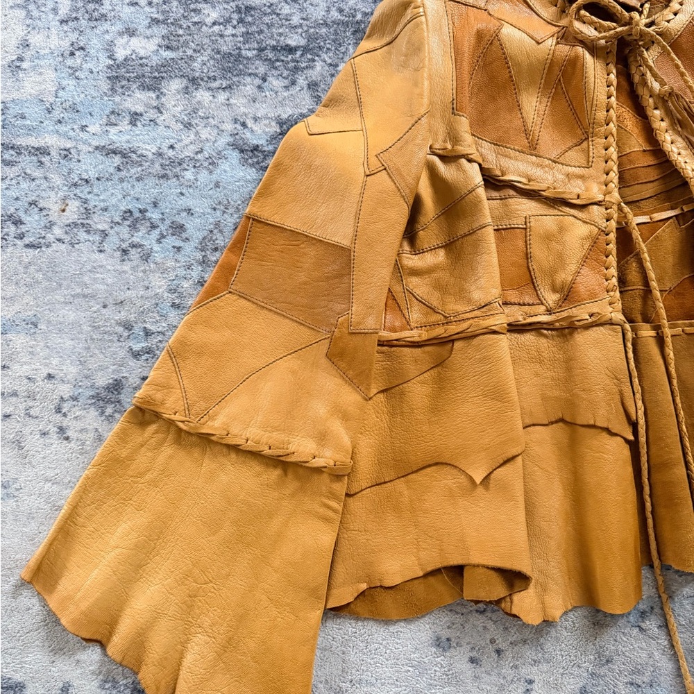 Vintage 1970s PATCHWORK LEATHER Artisan Made / Festival / Boho Style - Picture 2 of 16